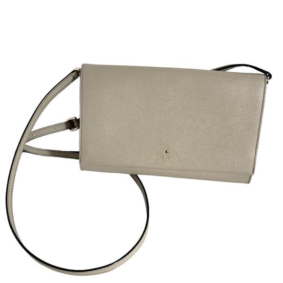 Kate Spade Cedar Street Cali Leather Convertible Cross Body Bag in Crisp Linen - Picture 3 of 9